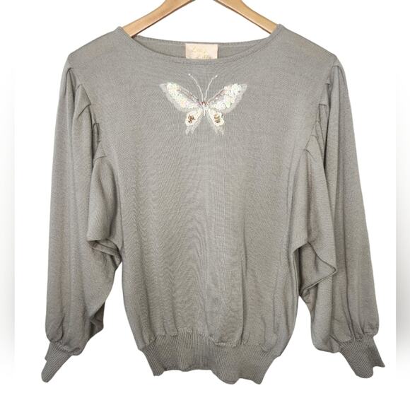 Vintage Butterfly Sleeve Embroidered Sweater 38 Medium - Picture 5 of 8